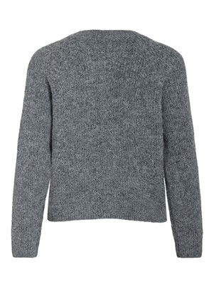 VICheena O-Neck Button Strik - Medium Grey Melange